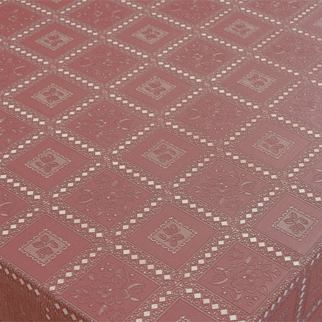 Blondeduk Fanny - Mørk gammelrosa blondeduk med blomster i firkanter