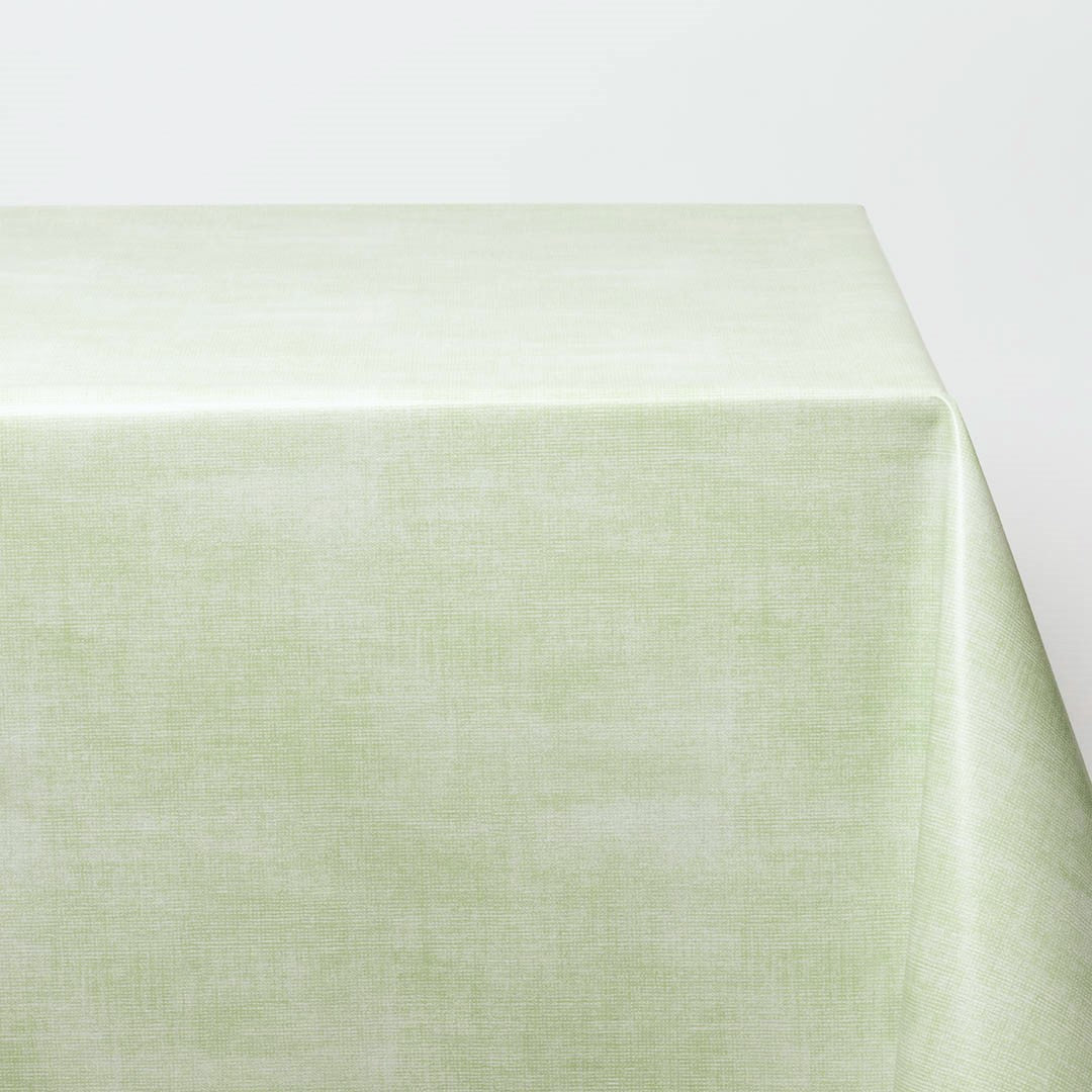 Note Vårgrønn - Ensfarget glatt voksduk med linlook