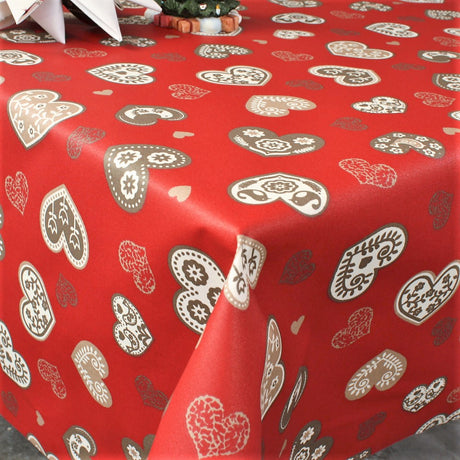 Juleakrylduk i 100 % bomull - Boncoeur Rød - 155 cm bred