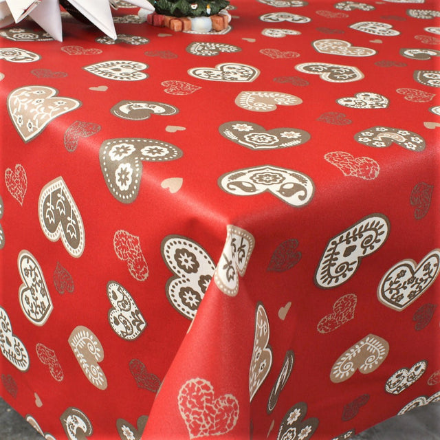 Juleakrylduk i 100 % bomull - Boncoeur Rød - 155 cm bred