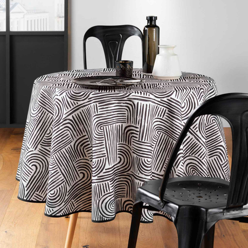 Pandore Black – Ø 180 cm, rund duk med flekkavvisende behandling