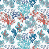 Amøbeeventyr – fargerik voksduk i blå og rødlige nyanser