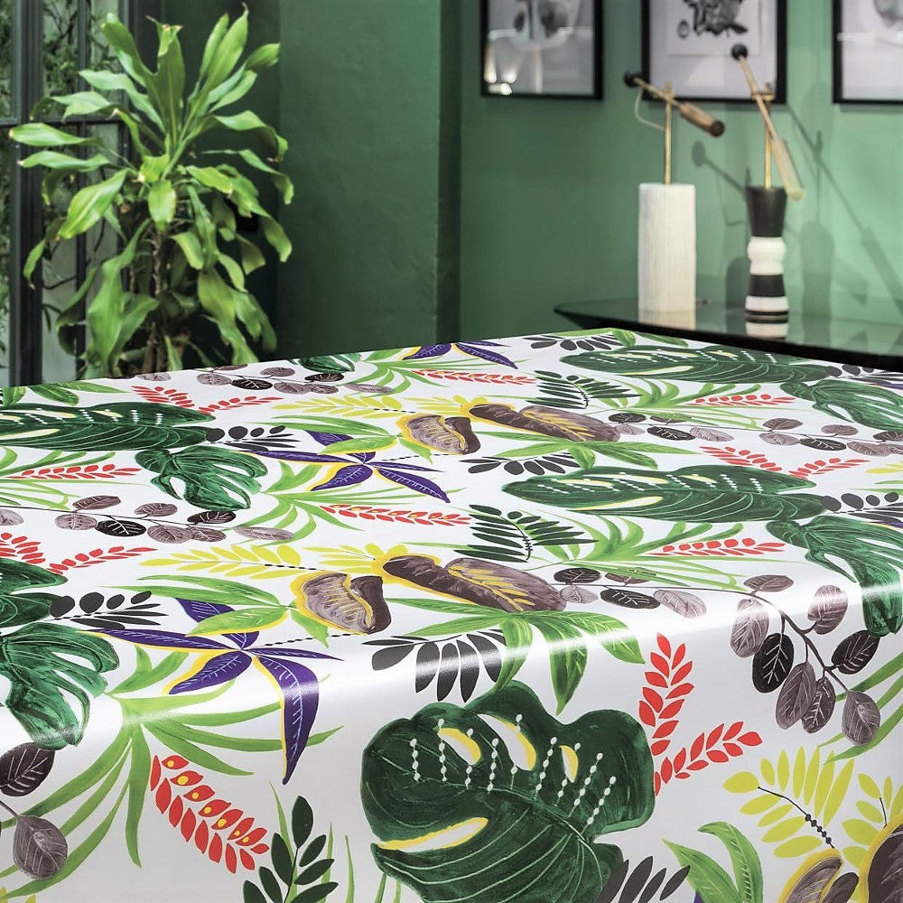 Monstera-fantasi – voksduk med blader i vakre farger