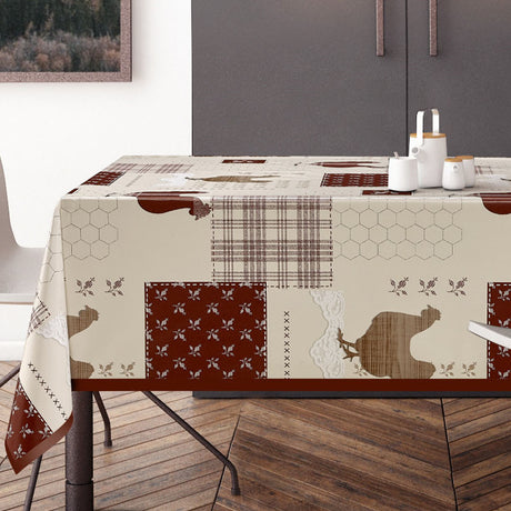 Patchwork høns - Voksduk med røde kaklende høns