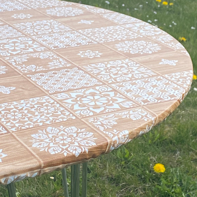 Kakler Gyldenbrun - Rund voksduk med strikk