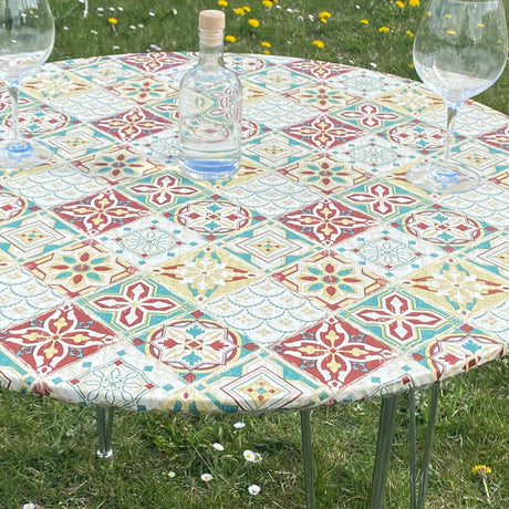 Skønne Kakler Grønn - Rund voksduk med strikk