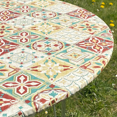 Skønne Kakler Grønn - Rund voksduk med strikk