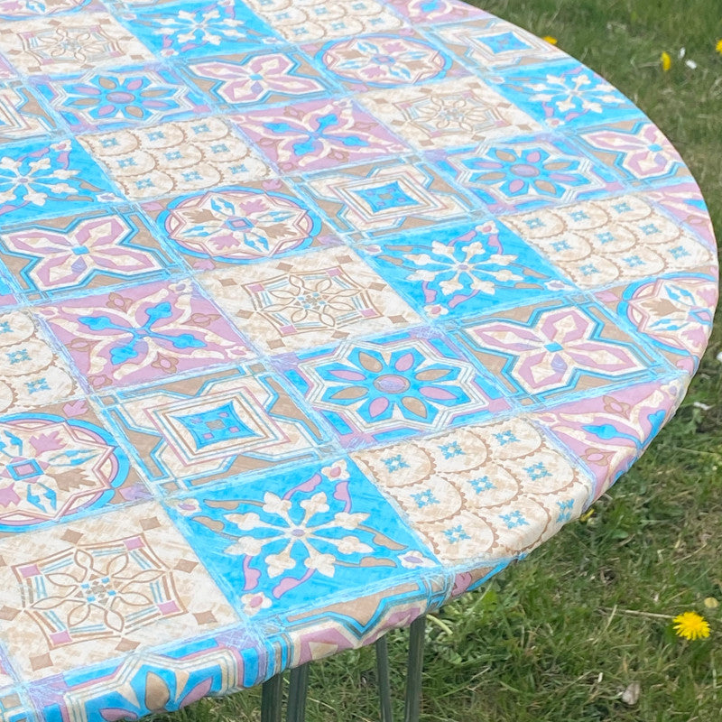 Skønne Kakler Lyserosa - Rund voksduk med strikk