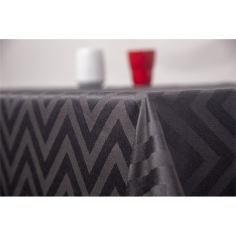 Berlin Sort – Elegant akrylduk med vevd grafisk mønster, 155 cm bred