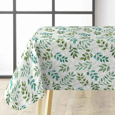 Agathe – Voksduk med bladmotiv i grønne nyanser hjørne