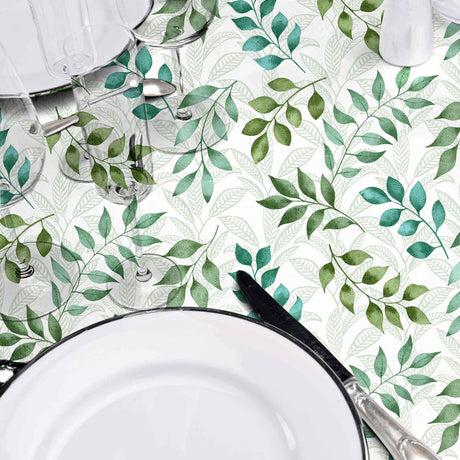 Agathe – Voksduk med bladmotiv i grønne nyanser nærbilde