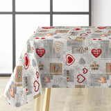 Amour Red - Voksduk med hjerter og romantiske detaljer hjørne