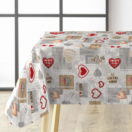Amour Red - Voksduk med hjerter og romantiske detaljer hjørne