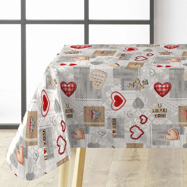 Amour Red - Voksduk med hjerter og romantiske detaljer hjørne