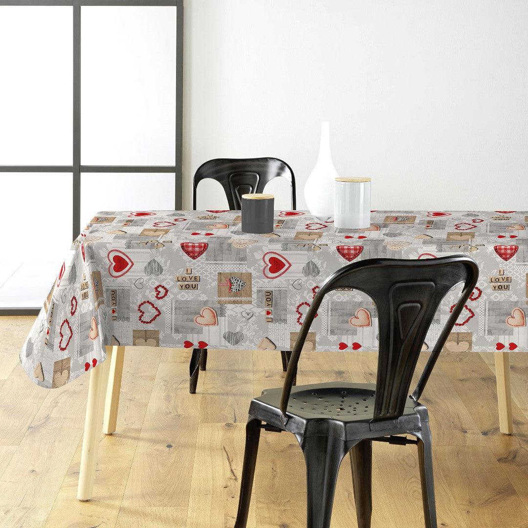 Amour Red - Voksduk med hjerter og romantiske detaljer miljø