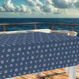 Ancora Maritim – Akrylduk i mørkeblå med anker og skipsrattmønster