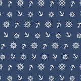 Ancora Maritim – Akrylduk i mørkeblå med anker og skipsrattmønster, mønster