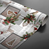 Ansel – Julevoksduk med reinsdyr og kanin i vinterlandskap rullet