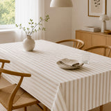 Aria Beige/offwhite - Voksduk med striper i hørlook