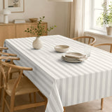 Aria Grå/hvit - Stilren voksduk med striper i hessianlook