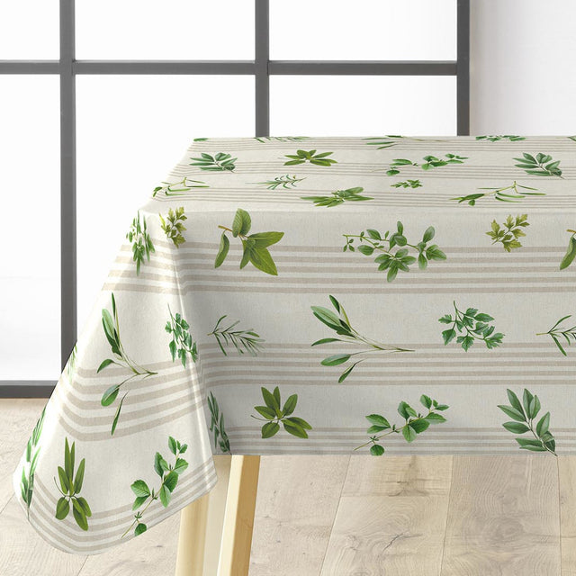 Aromates – Voksduk med glatt linlook og urtemotiv