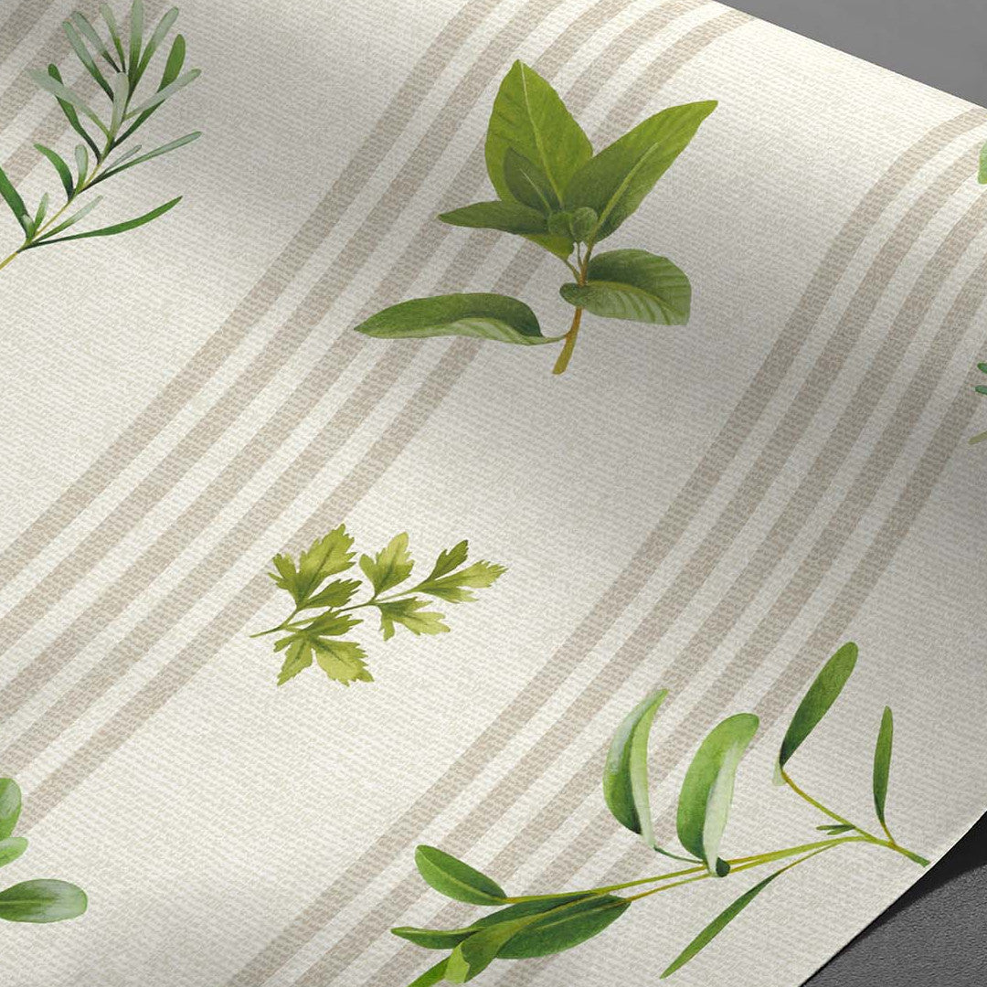 Aromates – Voksduk med glatt linlook og urtemotiv, nærbilde 1