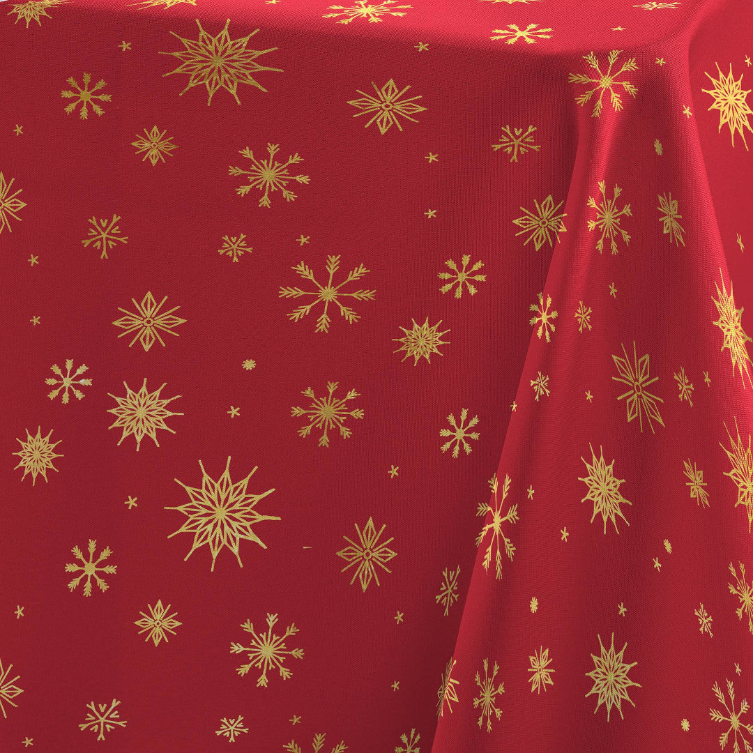Astrelia Rød/Gull - juleduk med gyldne stjerner 140 x 240 cm mønster