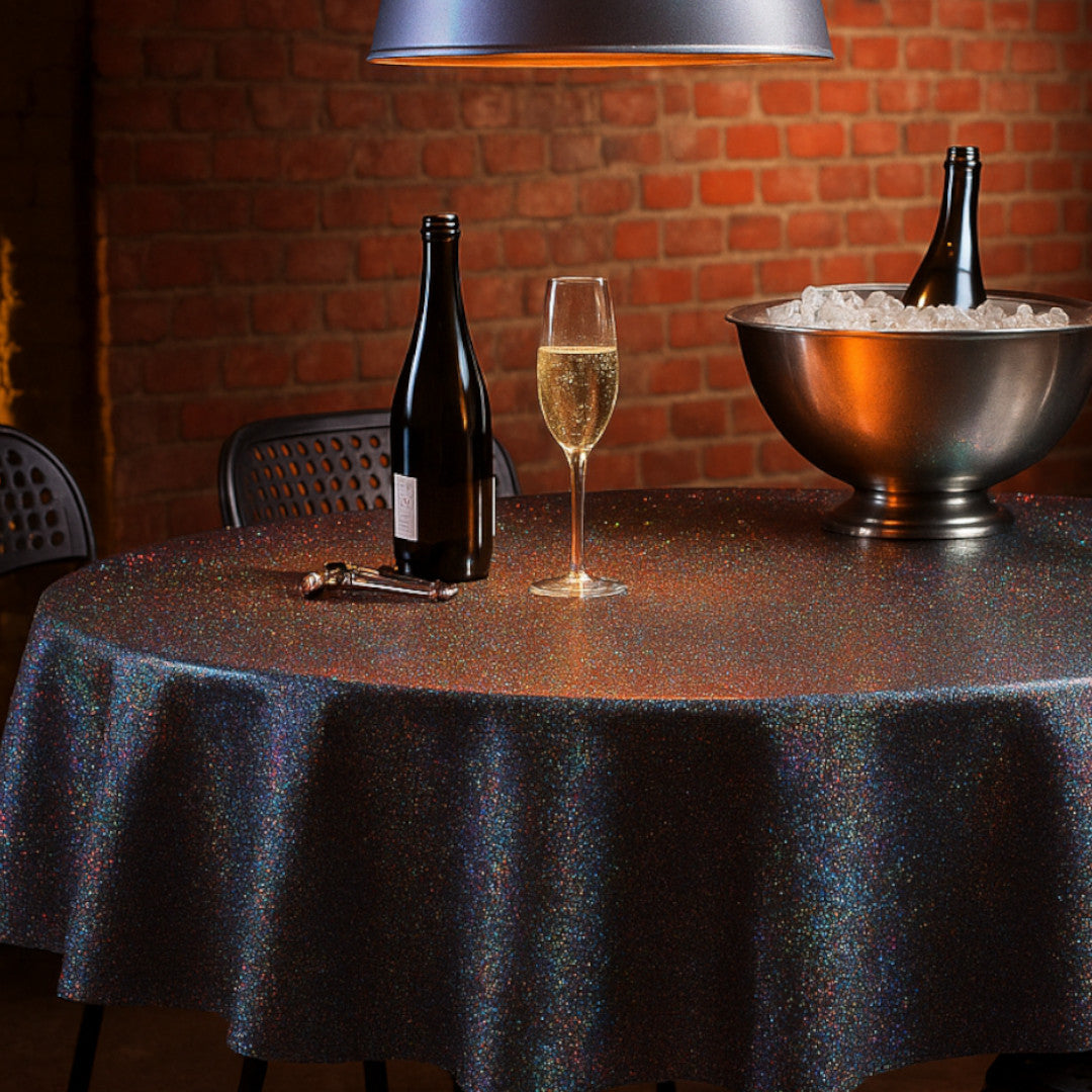 Black Rainbow – Svart voksduk med glimmereffekt