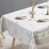 Blomsterbånd – Cremefarget voksduk med blomsterbord, bordende