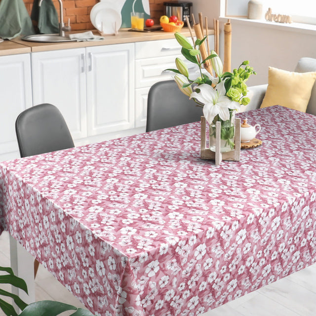 Blomsterflor Rosa – Lett pregede voksduk med hvite blomster miljø