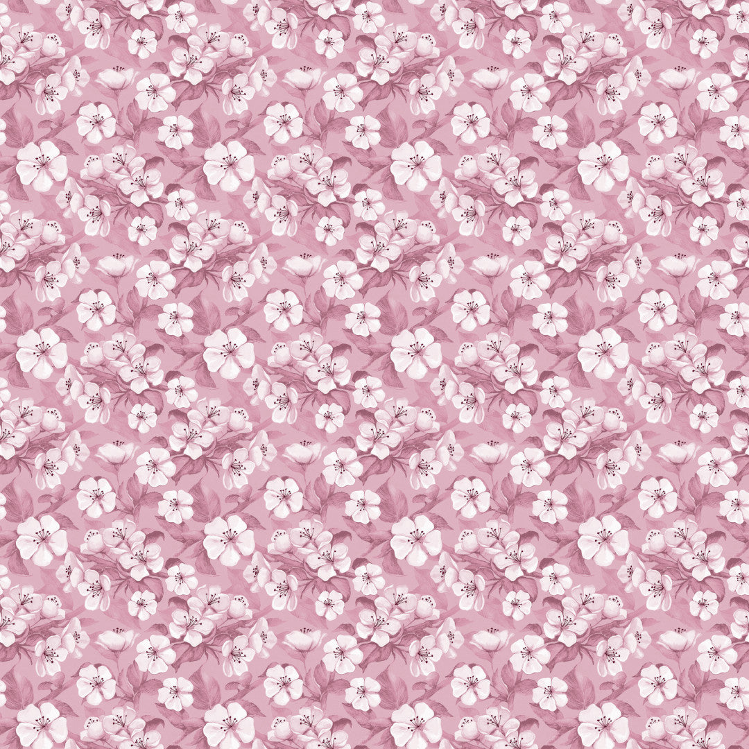 Blomsterflor Rosa – Lett pregede voksduk med hvite blomster mønster