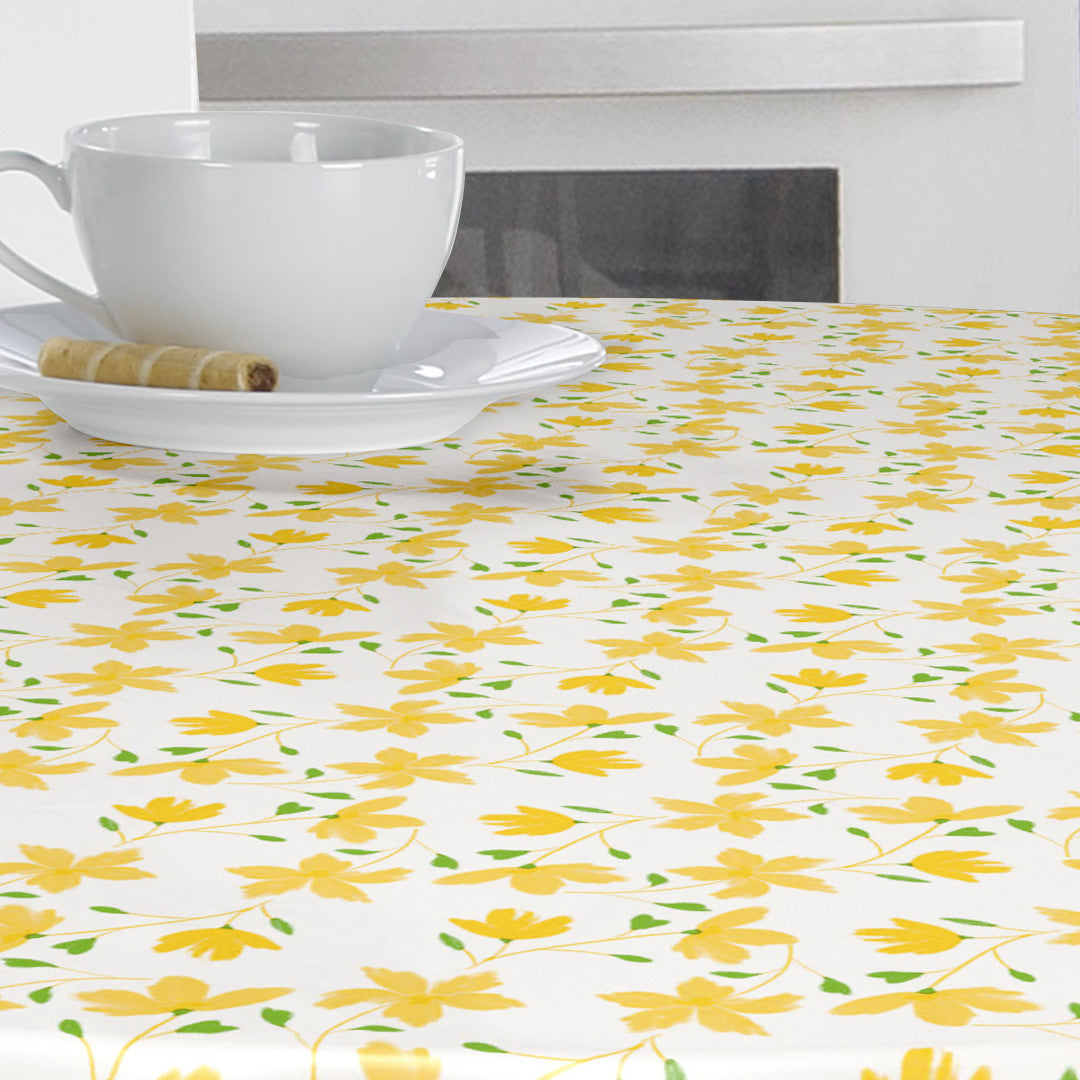 Bloom Bloom Lemonade - 160 cm bred voksduk med blomster, nærbilde