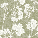 Botanic Green – Lett preget voksduk med blomster, nærbilde