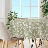 Botanic Green – Rund lett preget voksduk med blomster, miljø