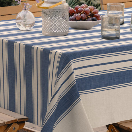 Bretonia, ekstra kraftig voksduk med blå striper, hjørne