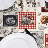 Café – Voksduk med kaffetema, perfekt for kafeer og kaffekos, nærbilde