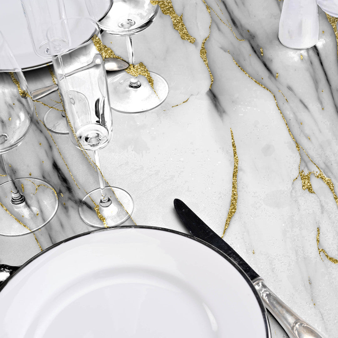 Ceramica – Ekstra kraftig gjennomsiktig voksduk med marmoreffekt, detaljer