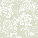 Ceres – Akrylduk med blomstersilhuetter i støvet grønn mønster