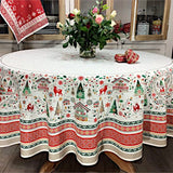 Cervin Rød Grønn – Stor rund akrylbelagt fransk juleduk Ø 230, miljø