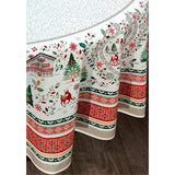 Cervin Rød Grønn – Stor rund akrylbelagt fransk juleduk Ø 230