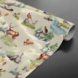 Chasse – Voksduk med rådyr, fugler og høst i skogen, rullet