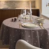 Christmas Carol Natur – Rund damaskvevd juleduk Ø 200 cm