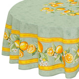 Sitron Grønn – Stor rund akrylbelagt provenceduk Ø 230, nærbilde