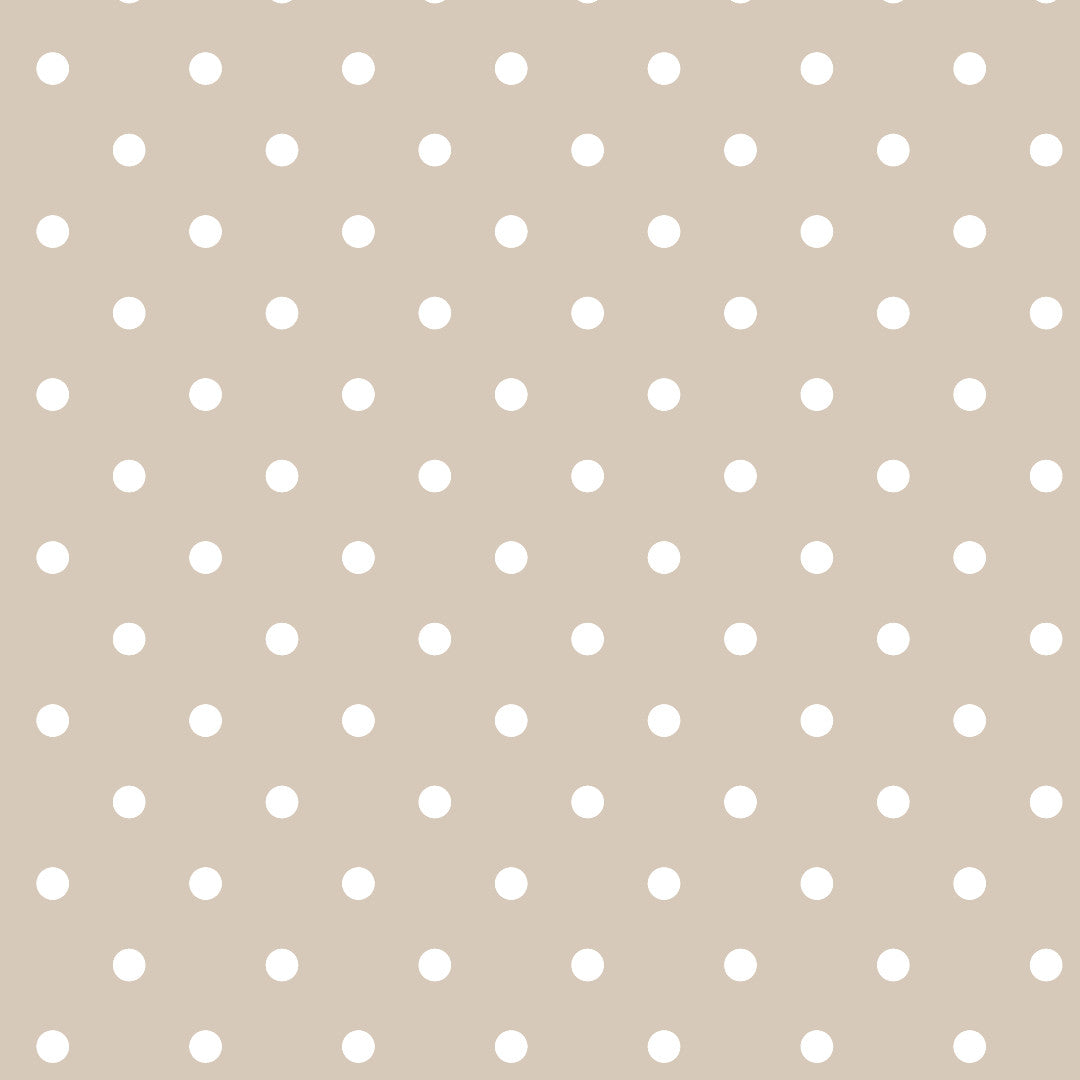 Classic Dot Beige – Voksduk med hvite prikker, mønster