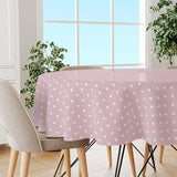 Classic Dot Rosa – Rund voksduk med hvite prikker