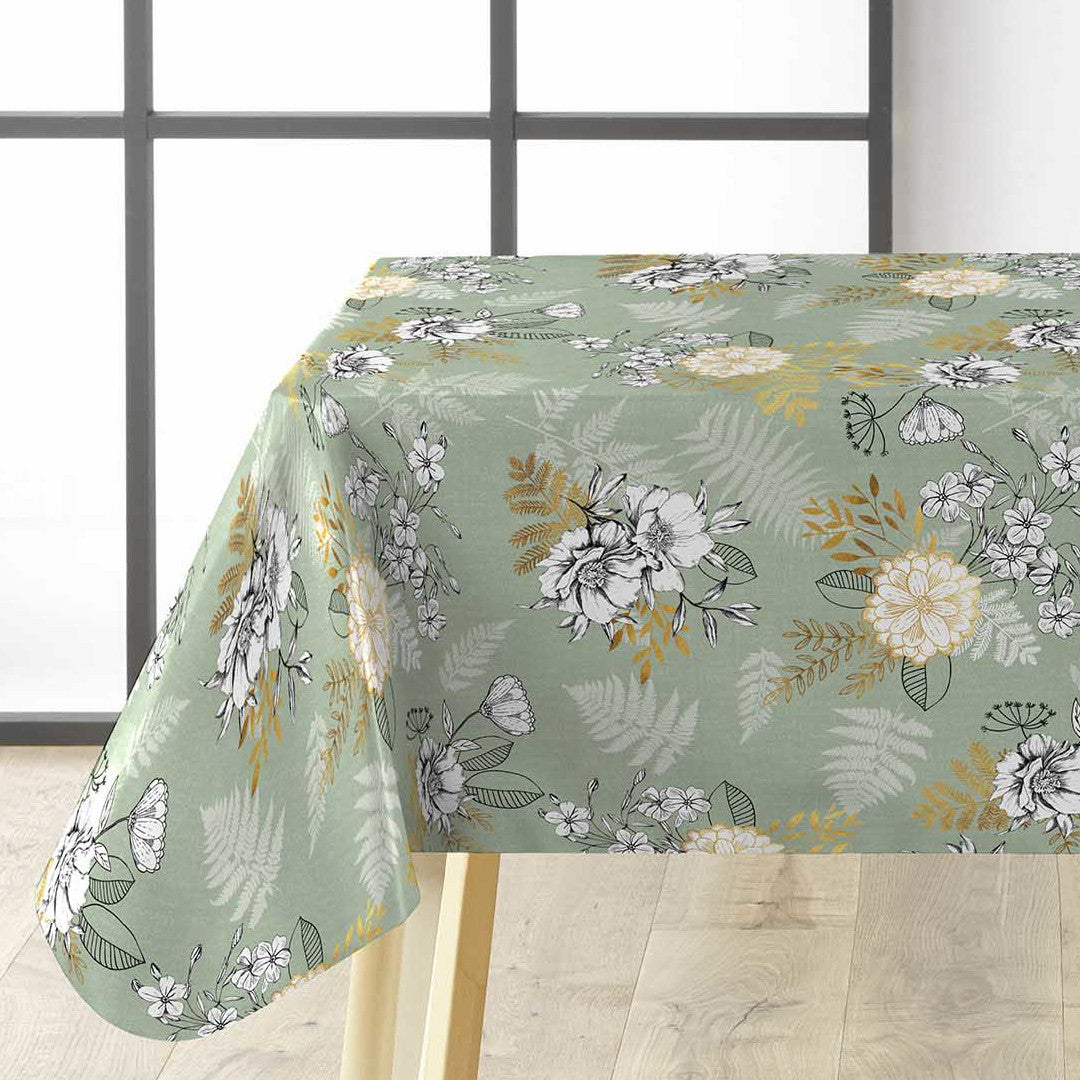 Claudie Sage Metallic – Voksduk med gulleffekt