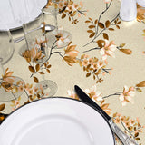 Clematite Ocre – Blomstrete voksduk med melert bunn, detaljer