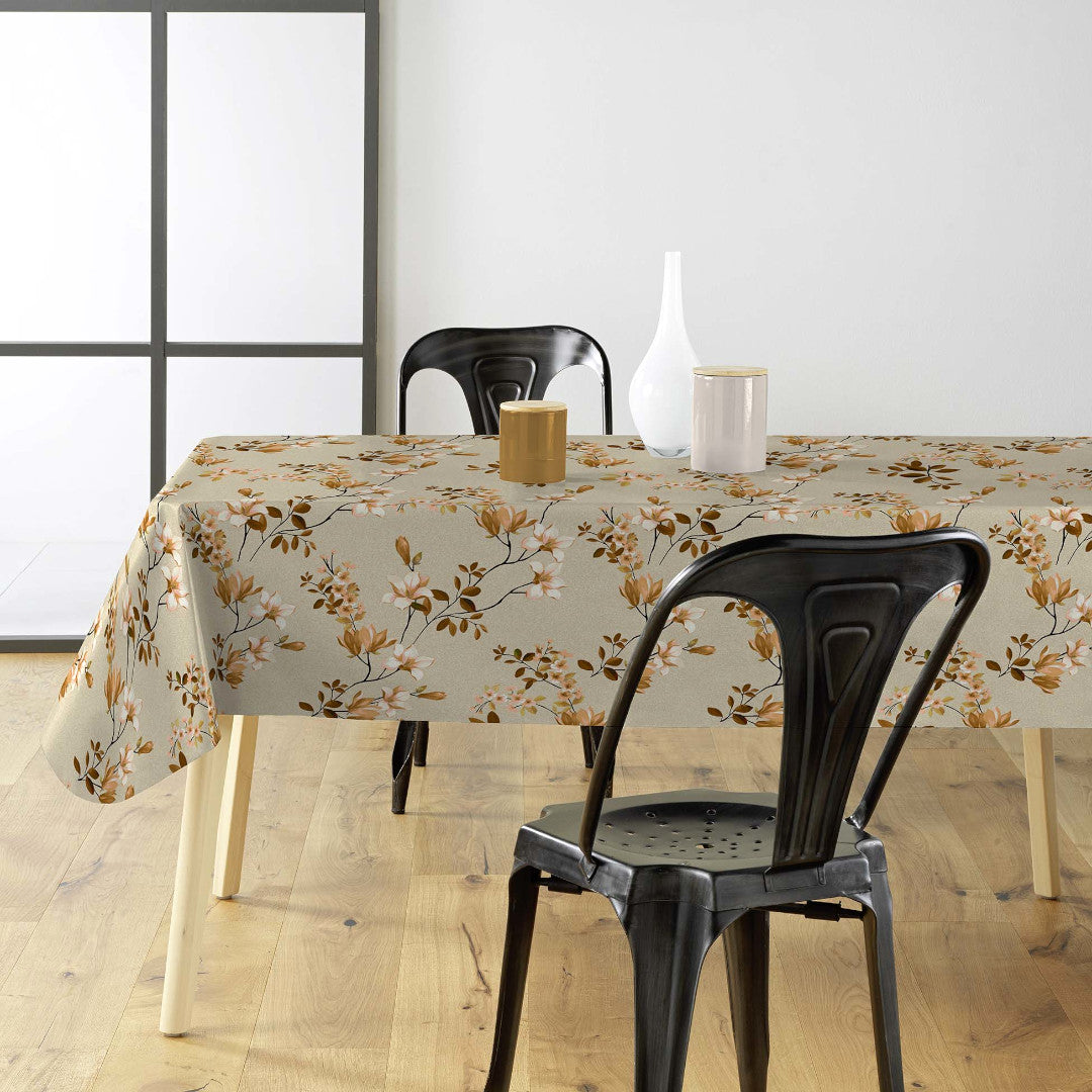 Clematite Ocre – Blomstrete voksduk med melert bunn, miljø