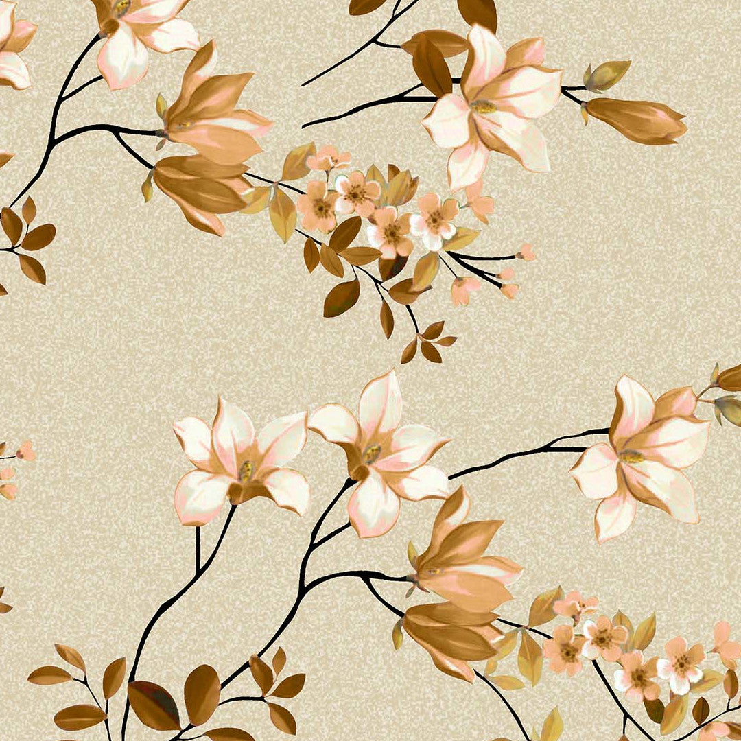 Clematite Ocre – Blomstrete voksduk med melert bunn