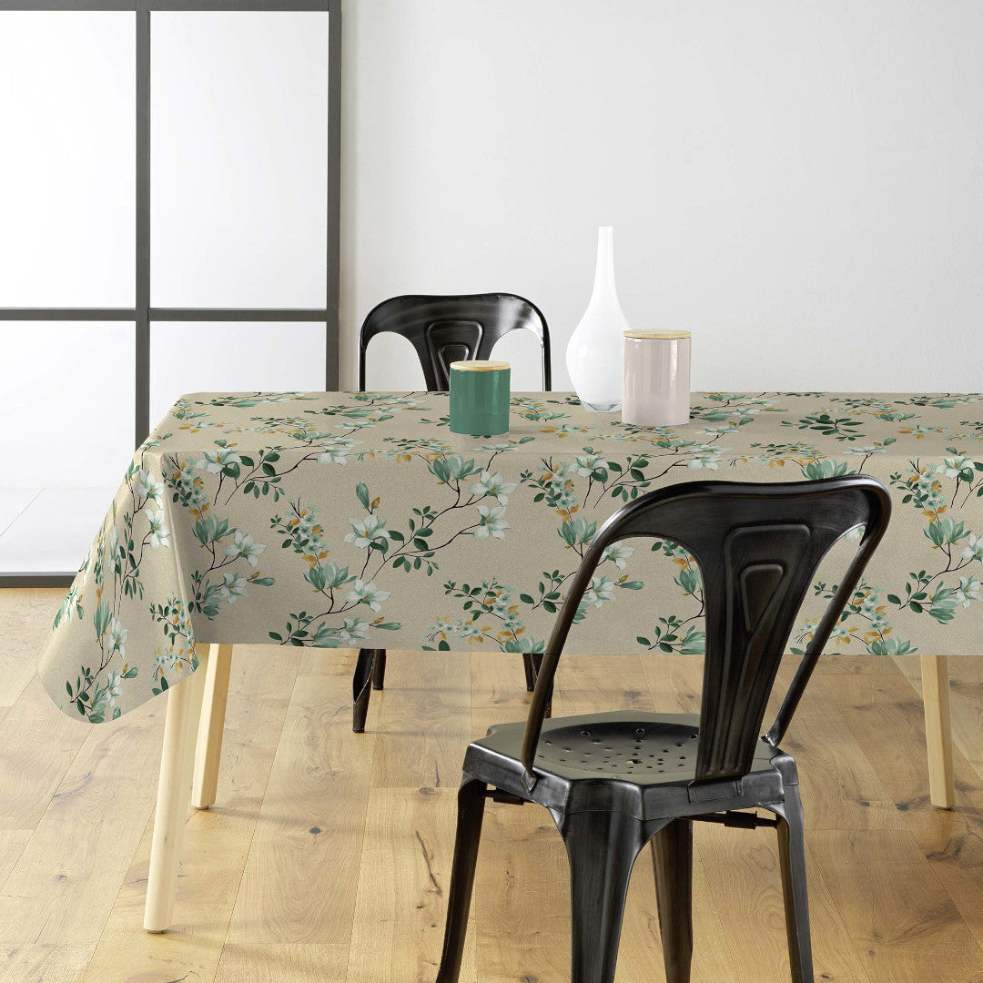 Clematite Vert – Blomstrende voksduk med melert bunn i varme toner, miljø